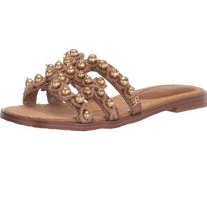 Sam Edelman Brown Slide Sandals with Gold Studs